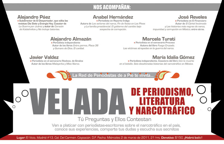 Invitación: Velada de periodismo, literatura y narcotráfico