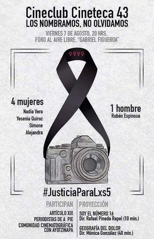 Periodistas de a Pie :: #JusticiaParalxs5: Cineteca 43 presenta los documentales Soy el Número 16 y Geografía del Dolor