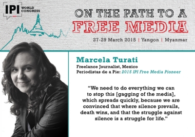 Entrevista a Marcela Turati por el premio IPI Free Media Pioneer Award 2015 otorgado a la Red de Periodistas de a pie