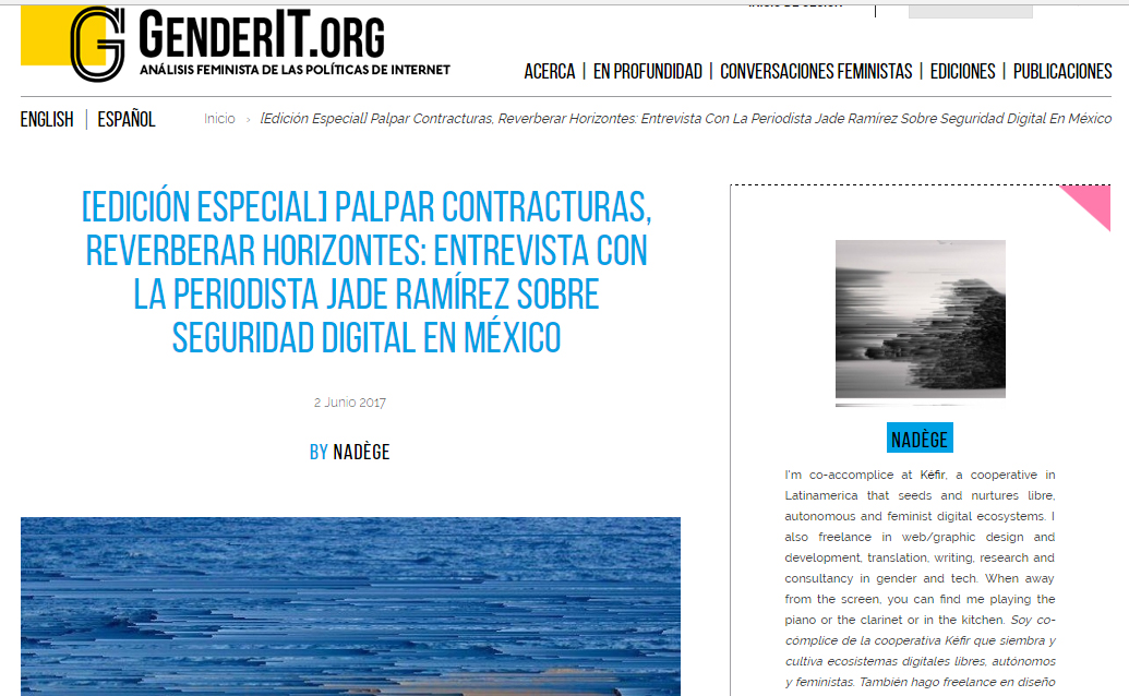 Palpar contracturas, reverberar horizontes: Entrevista con la periodista Jade Ramírez sobre seguridad digital en México