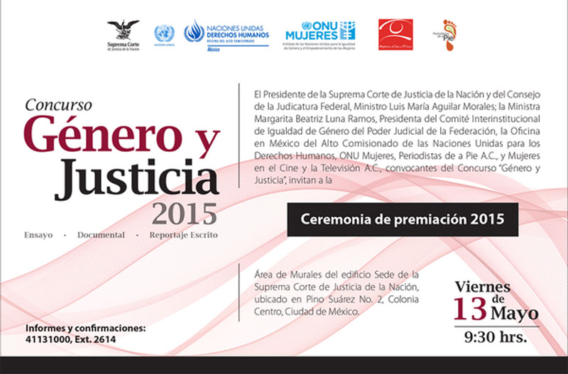 Periodistas de a Pie :: Invitación a la ceremonia de premiación del Concurso «Género y Justicia» 2015