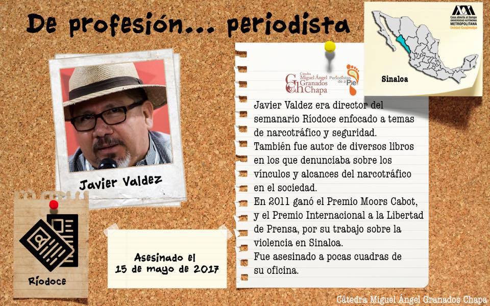 Javier Valdez, periodista asesinado el 15 de mayo de 2017