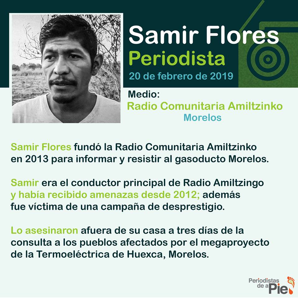Samir Flores, periodista asesinado el 20 de febrero de 2019